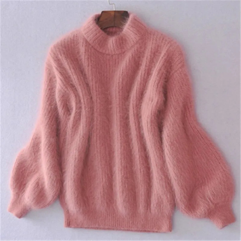 Fluffy High-Neck Sweater | Balloon Sleeves | Warm & Chic