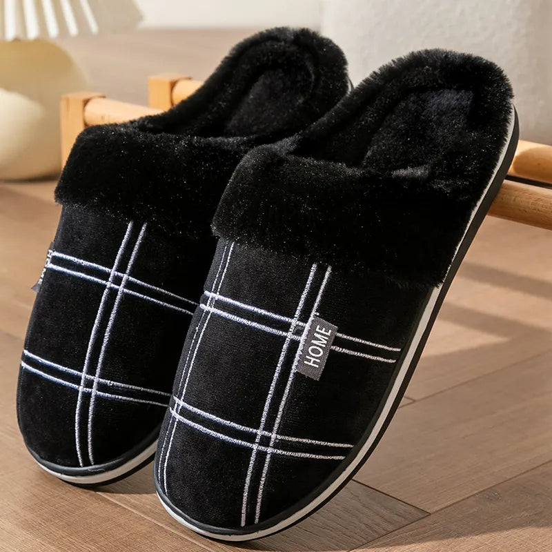 Fleece-Lined Plaid Slippers | Ultra-Soft and Warm | Indoor Comfort