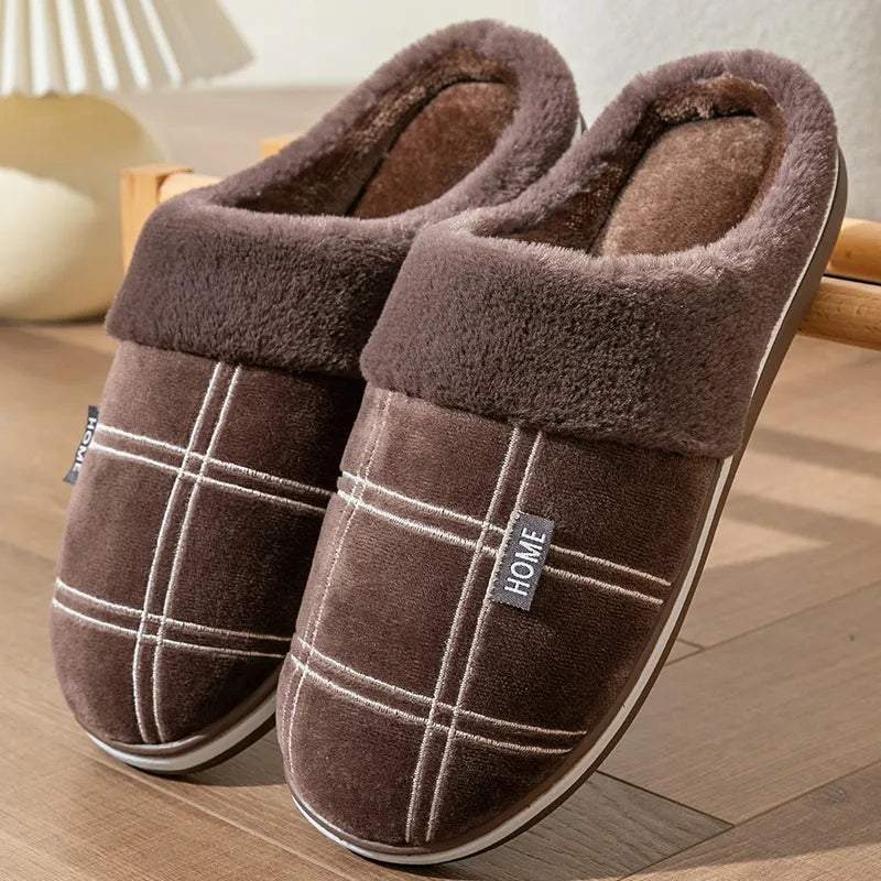 Fleece-Lined Plaid Slippers | Ultra-Soft and Warm | Indoor Comfort