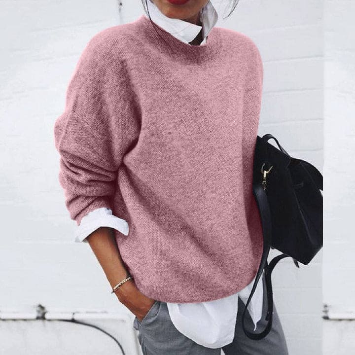 Layered-Look Knit Sweater | Casual Chic | Built-In Shirt Detail