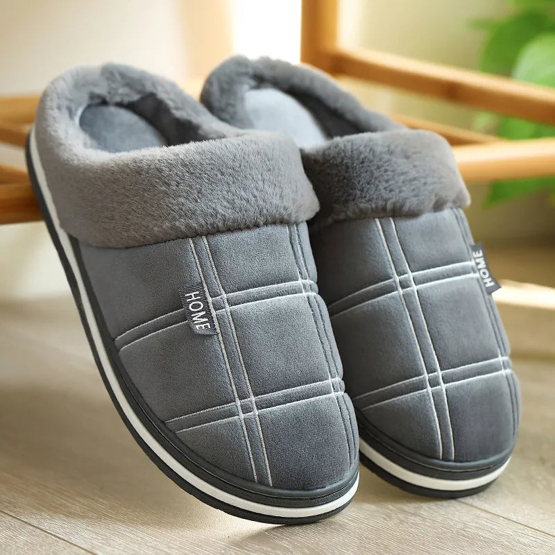 Fleece-Lined Plaid Slippers | Ultra-Soft and Warm | Indoor Comfort