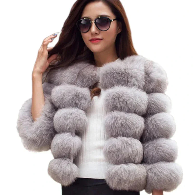 Faux Fur Jacket | Elegant Layered Design | Warm and Sophisticated