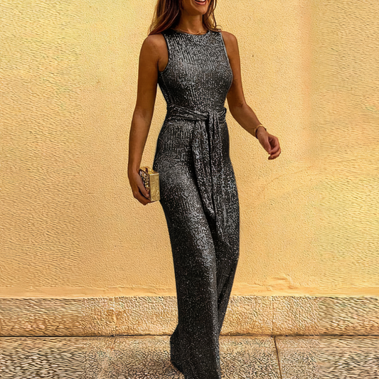 Glitter Jumpsuit | Elegant Partywear | Backless Evening Outfit