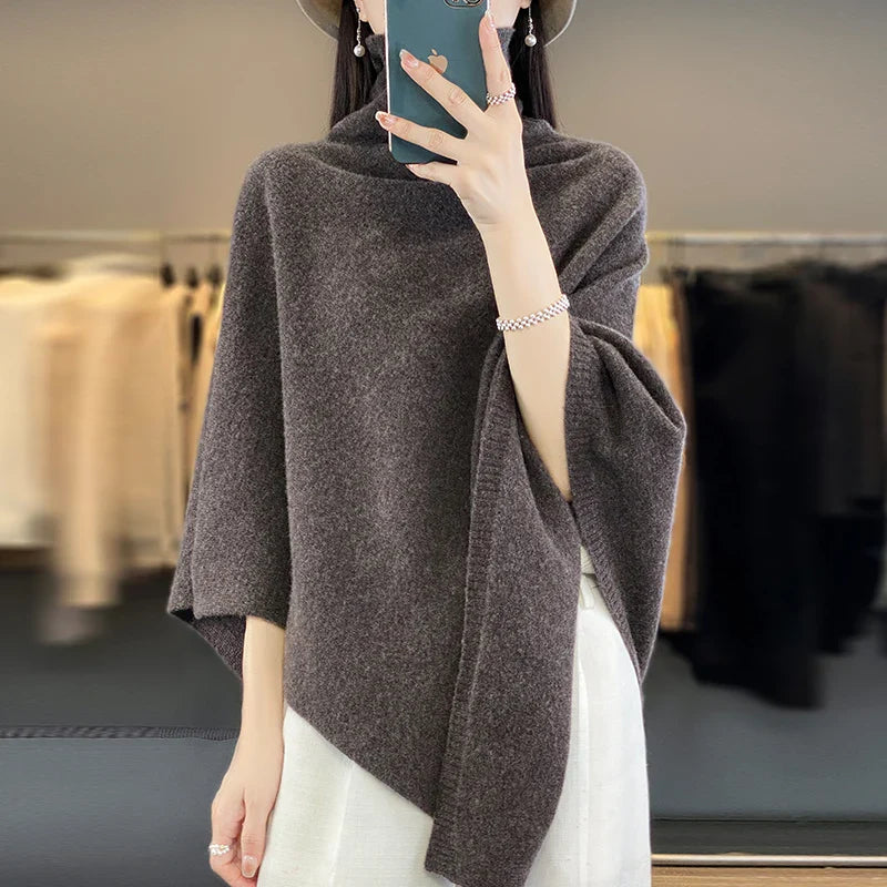 Turtleneck Knitted Poncho | Soft | Elegant Layering