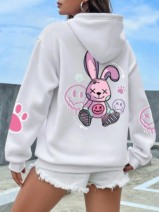 Bunny Print Hoodie | Cozy Fleece Lining | Fun and Stylish