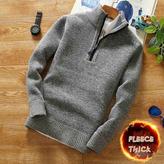 Fleece-Lined Sweater | Cotton Blend | Warm and Comfortable