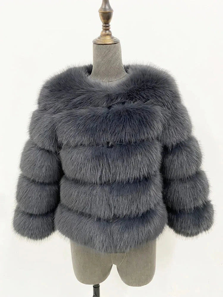 Faux Fur Jacket | Elegant Layered Design | Warm and Sophisticated