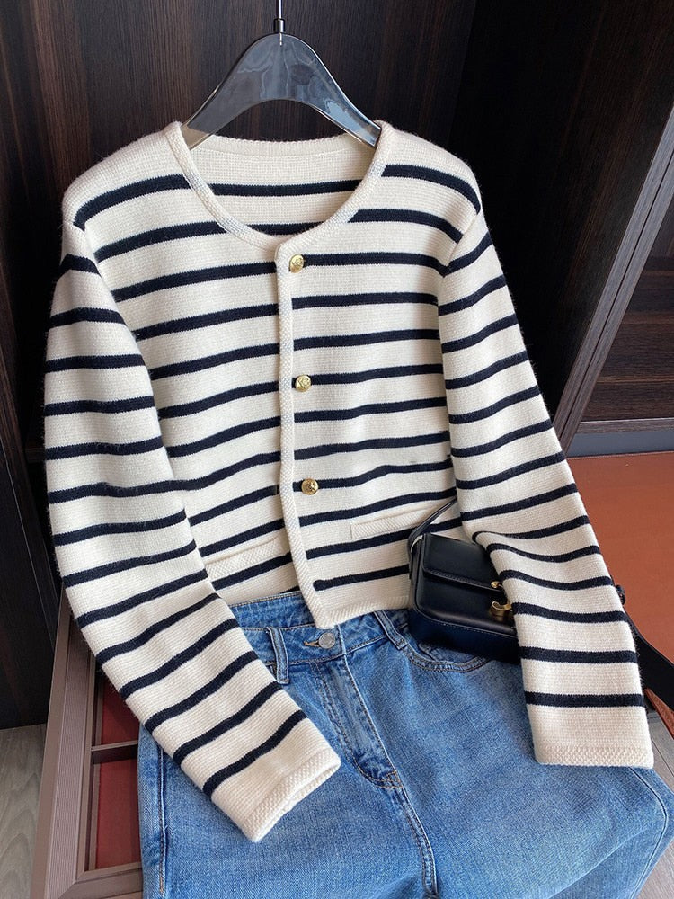 Striped Knit Cardigan | Soft & Stylish | Timeless Design