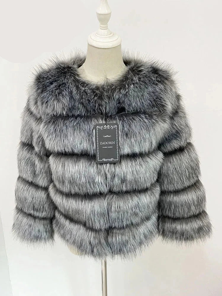 Faux Fur Jacket | Elegant Layered Design | Warm and Sophisticated