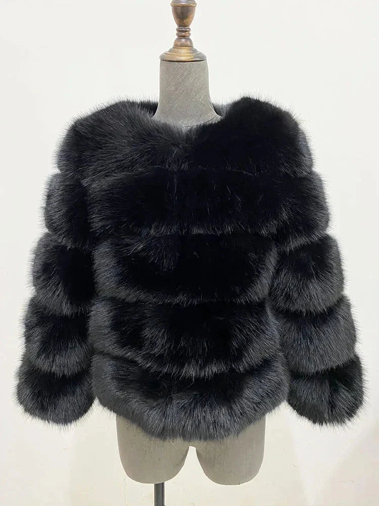 Faux Fur Jacket | Elegant Layered Design | Warm and Sophisticated