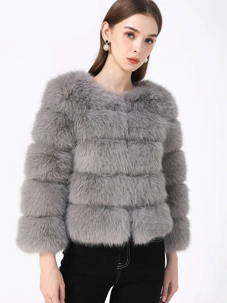 Faux Fur Jacket | Elegant Layered Design | Warm and Sophisticated