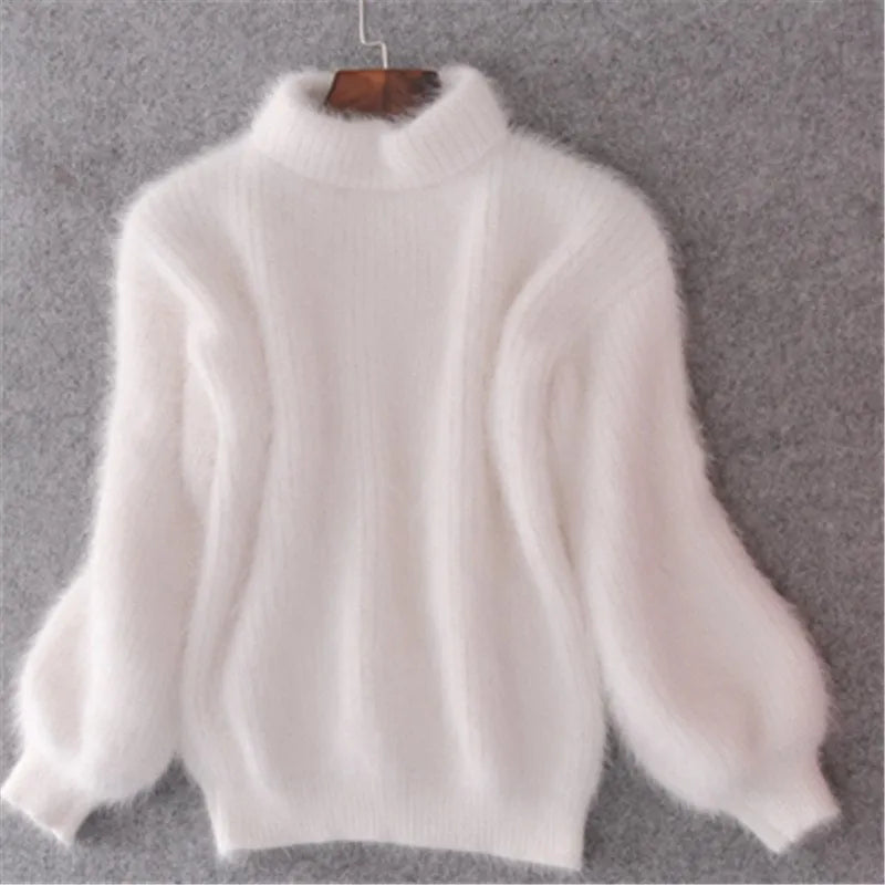 Fluffy High-Neck Sweater | Balloon Sleeves | Warm & Chic