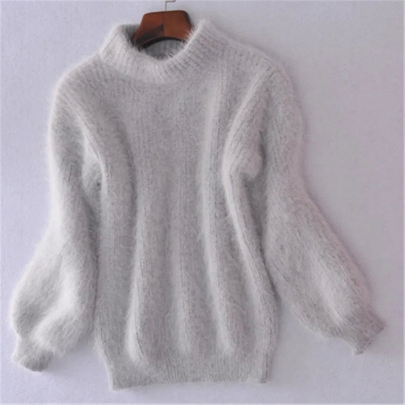 Fluffy High-Neck Sweater | Balloon Sleeves | Warm & Chic